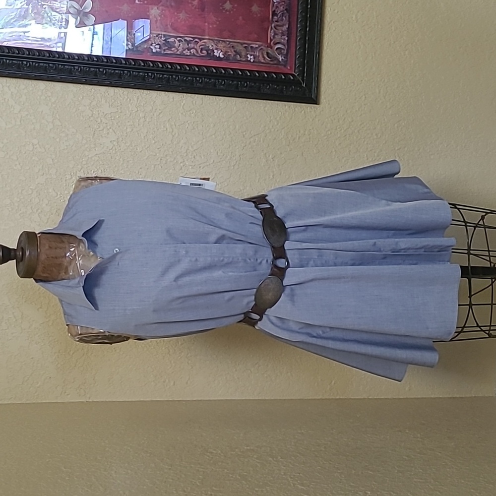 NWT WOMENS RACHEL ROY CHAMBRAY SLEEVELESS DRESS SIZE S
